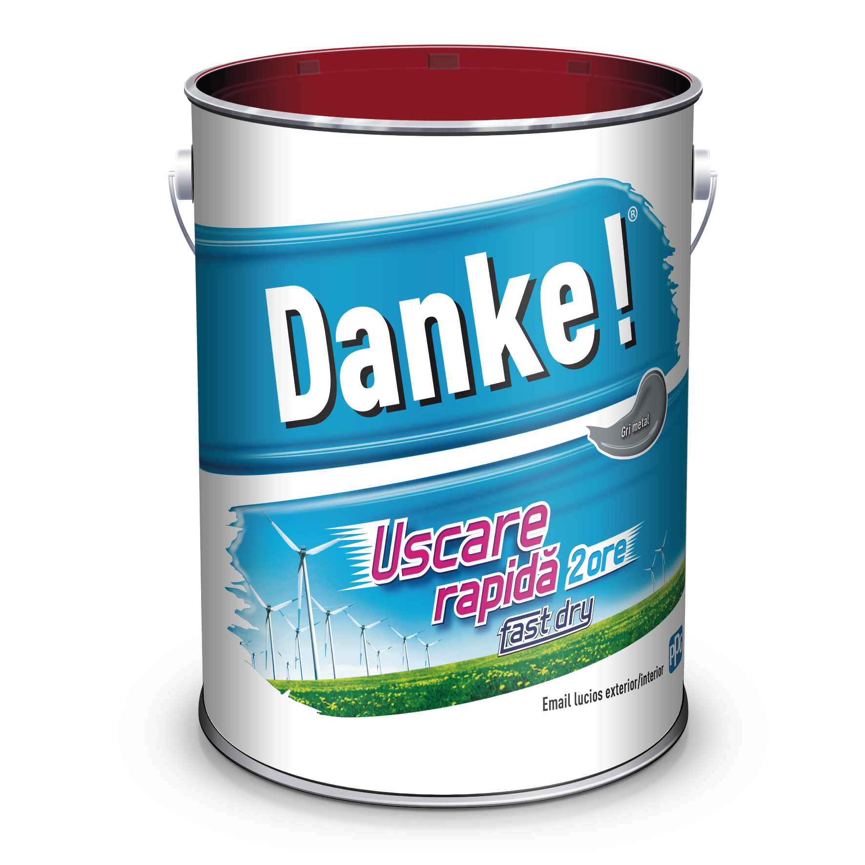 Email Danke uscare rapida, pentru metal, lemn, zidarie, exterior/interior, gri metal, lucios, 4 l