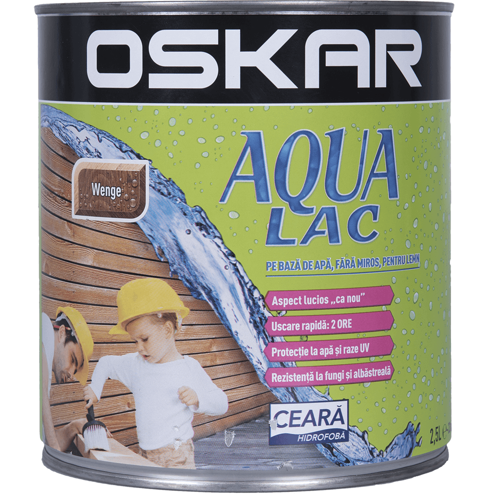 Lac pentru lemn Oskar Aqua, wenge, interior/exterior, 2.5 l