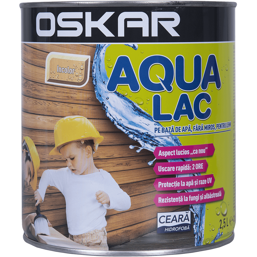 Lac pentru lemn Oskar Aqua, incolor, interior/exterior, 2.5 l
