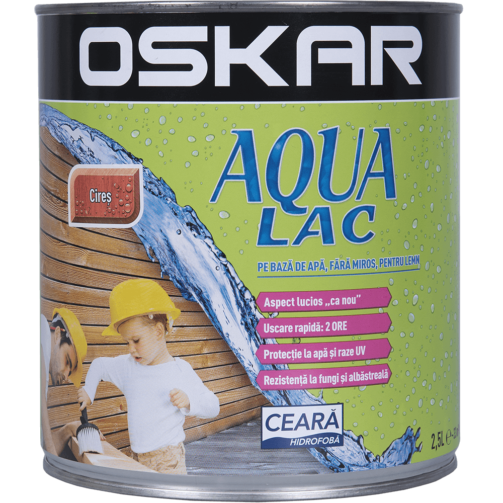 Lac pentru lemn Oskar Aqua, cires, interior/exterior, 2.5 l