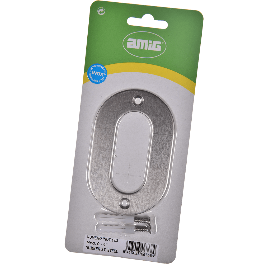 Numar usa/poarta 0 Fischer, inox, prindere suruburi, 10 mm