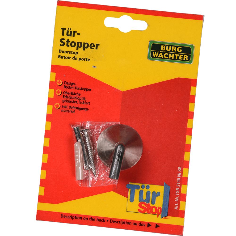 Opritor pentru usa Burg Wachter cu fixare pe podea, otel inoxidabil, D45 mm, H 26 mm