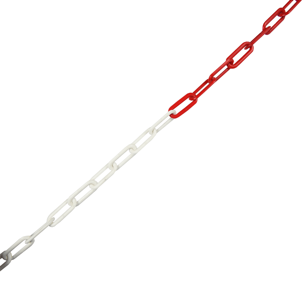 Lant pentru bariera, plastic, rosu cu alb, 8 mm