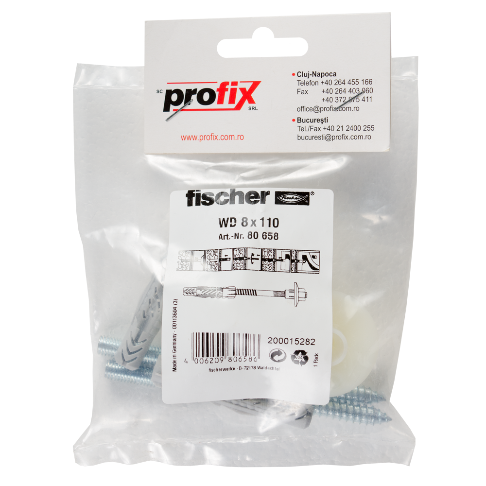 Set fixare sanitare, Fischer WD, 10 x 60 mm, 8 x 110 mm