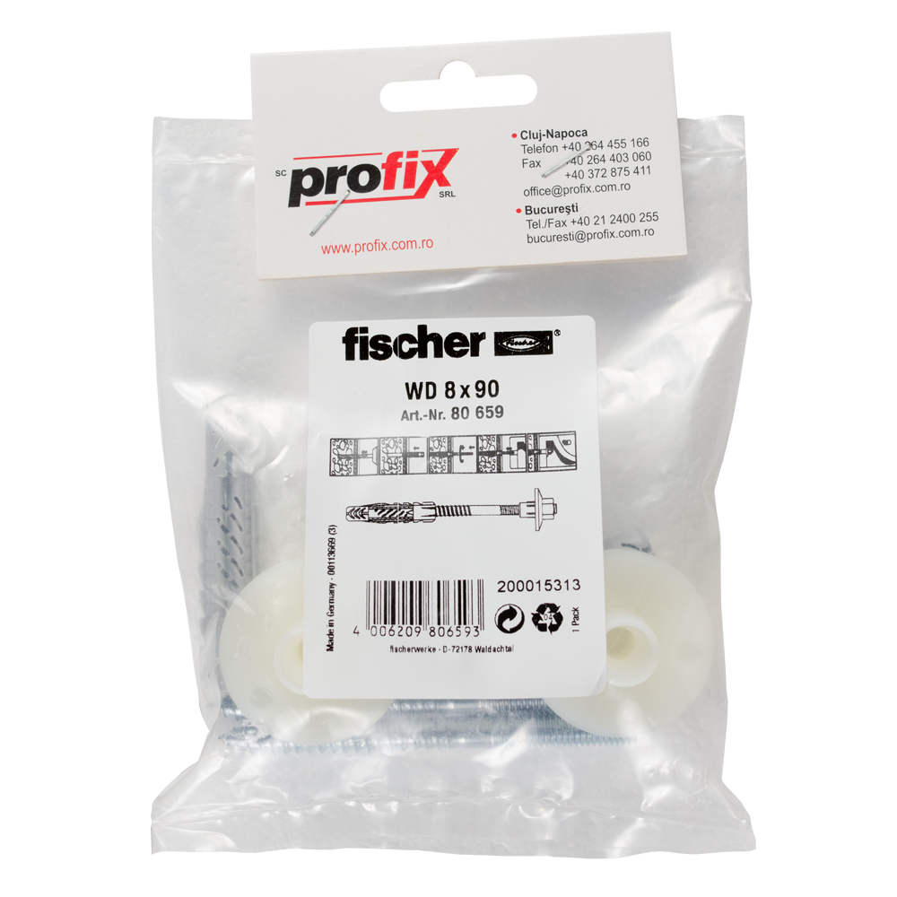 Set fixare sanitare, Fischer WD, 10 x 60 mm, 8 x 90 mm