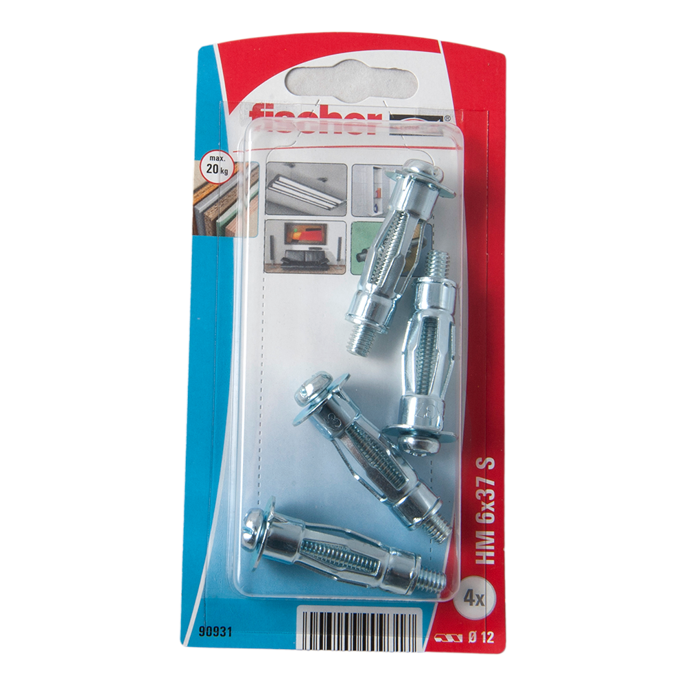 Diblu din metal cu surub, Fischer HM, 6 x 37 mm, 6 x 45 mm, 4 buc