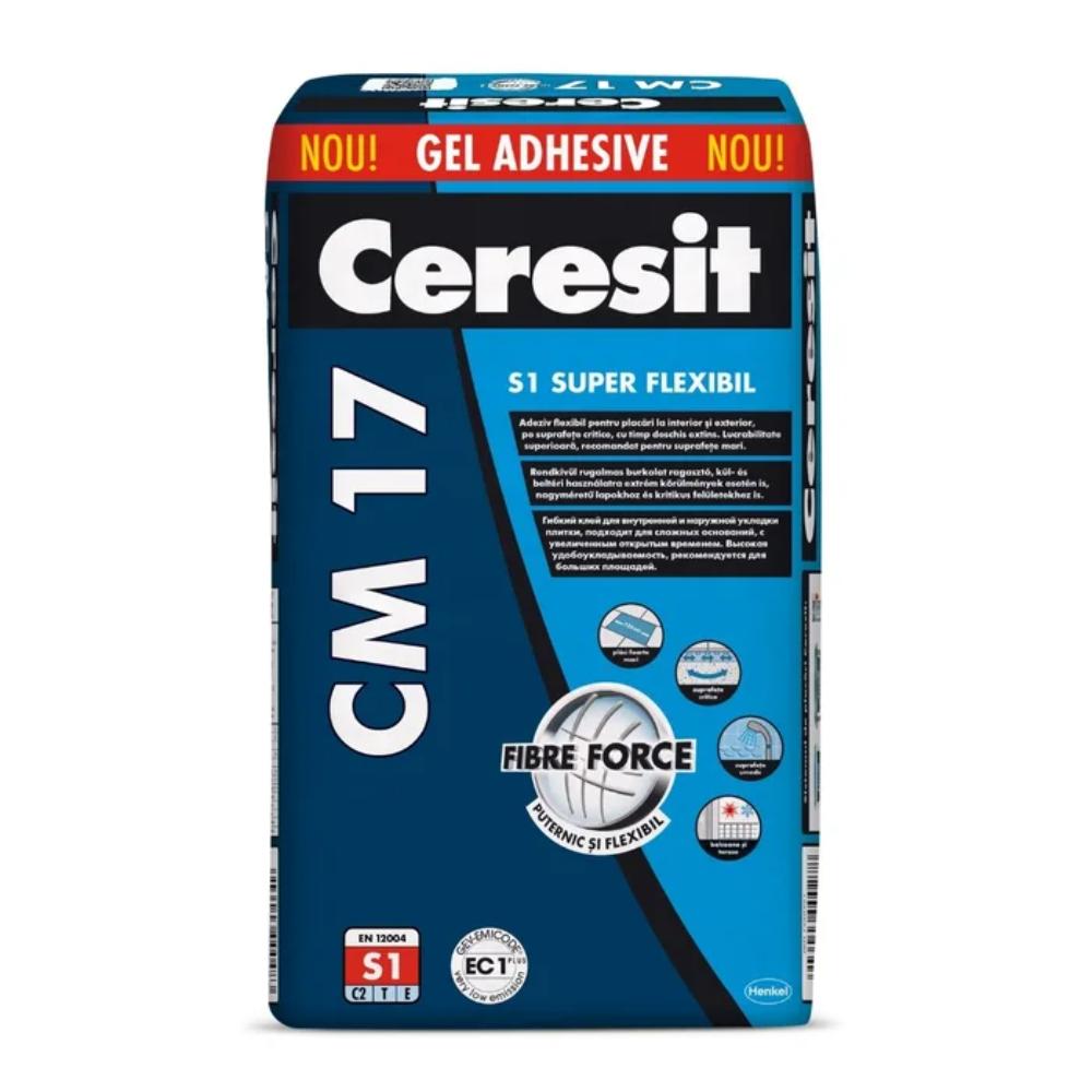 Adeziv super flexibil pentru gresie si faianta Ceresit CM 17, interior / exterior, 25 kg