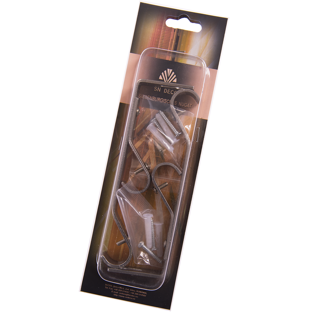 Consola galerie fier forjat, dubla, auriu antic, 16 mm, set 2 buc