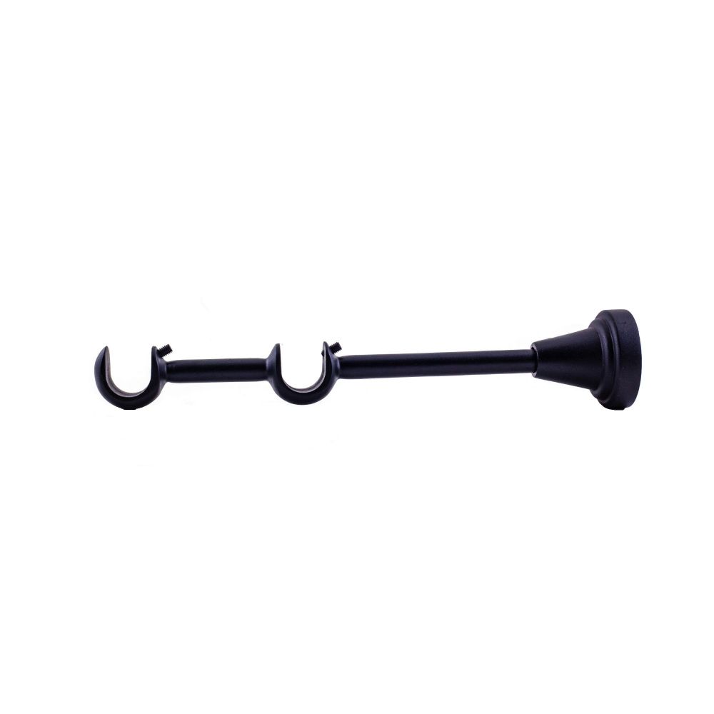 Consola galerie fier forjat, dubla, cu suport, deschisa, 16 mm, negru, set 2 buc