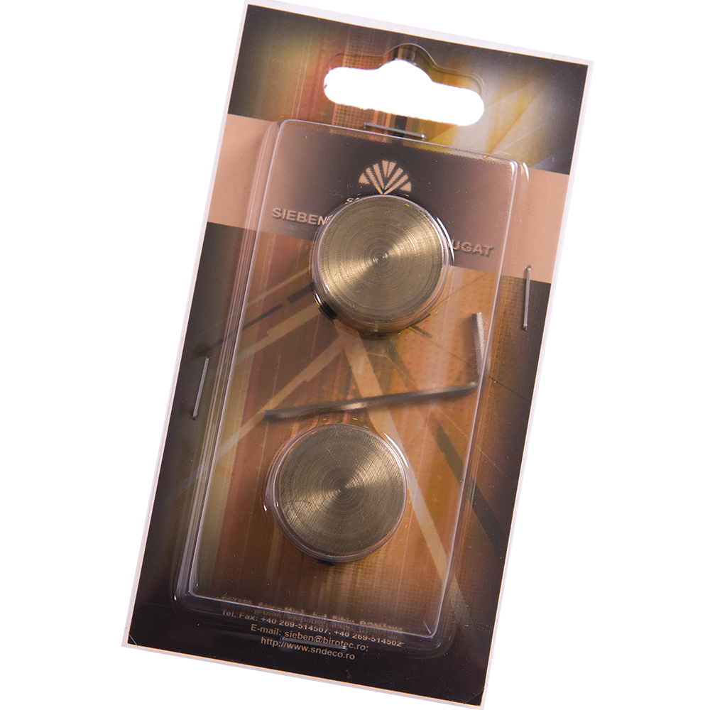 Capat galerie metal forjat, dop, 20 mm, auriu antic, 2 buc