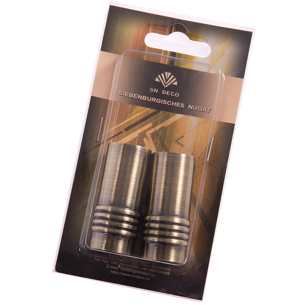 Set 2 capete pentru galerie metal forjat, Celtex, auriu antic, diametru 16 mm