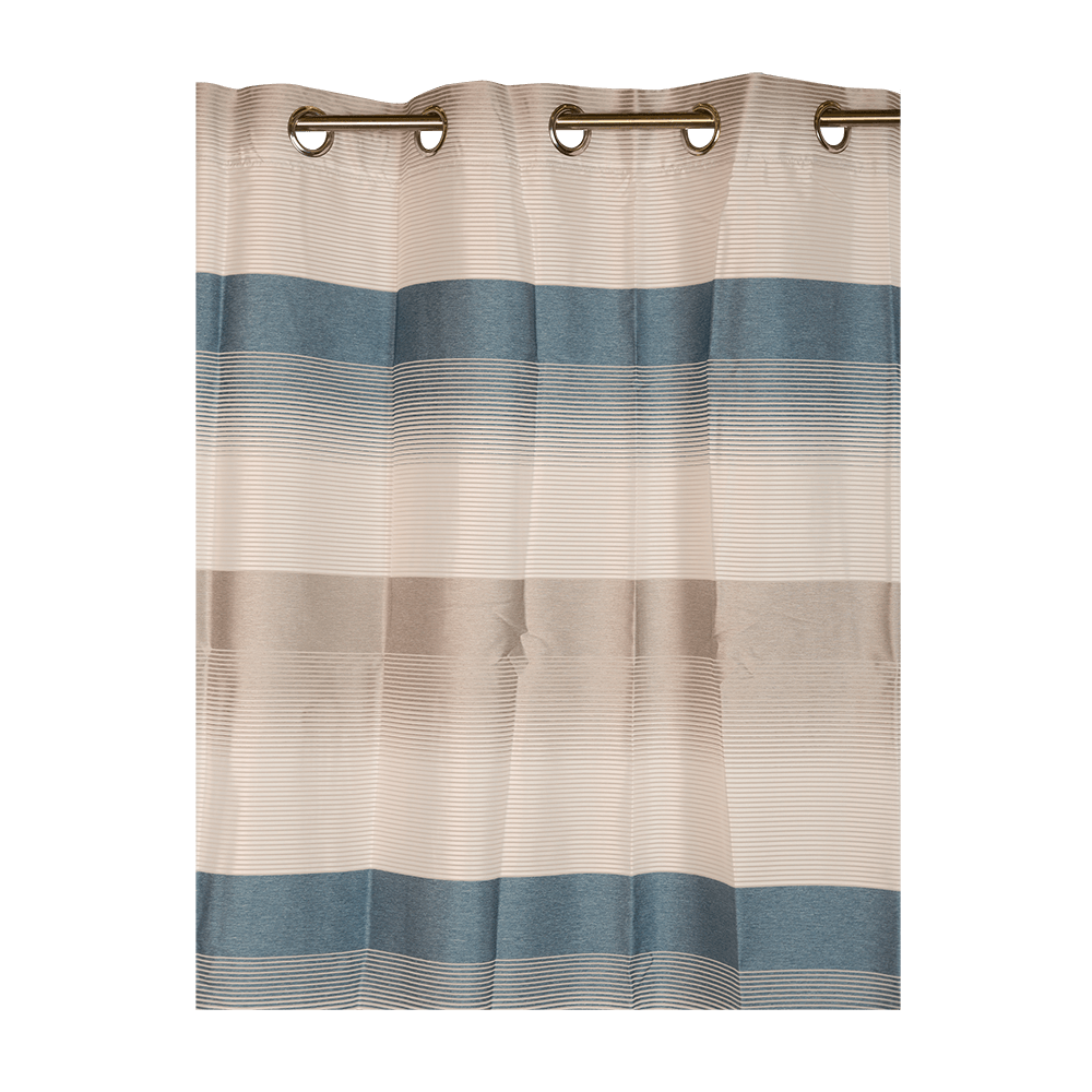 Perdea Ösenschal 2421, alb/bleu, poliester, 140 x 245 cm