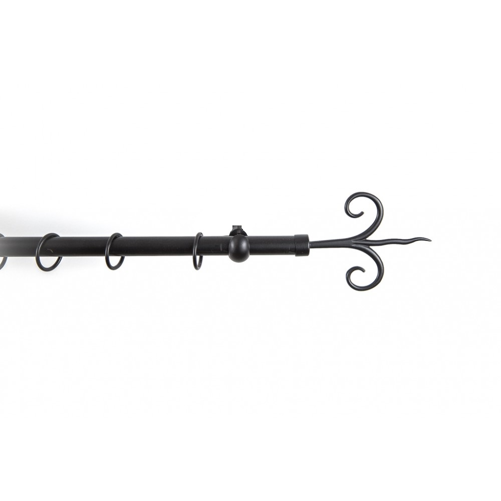 Galerie fier forjat cu capat copac, diametru 20 mm, negru, 300 cm