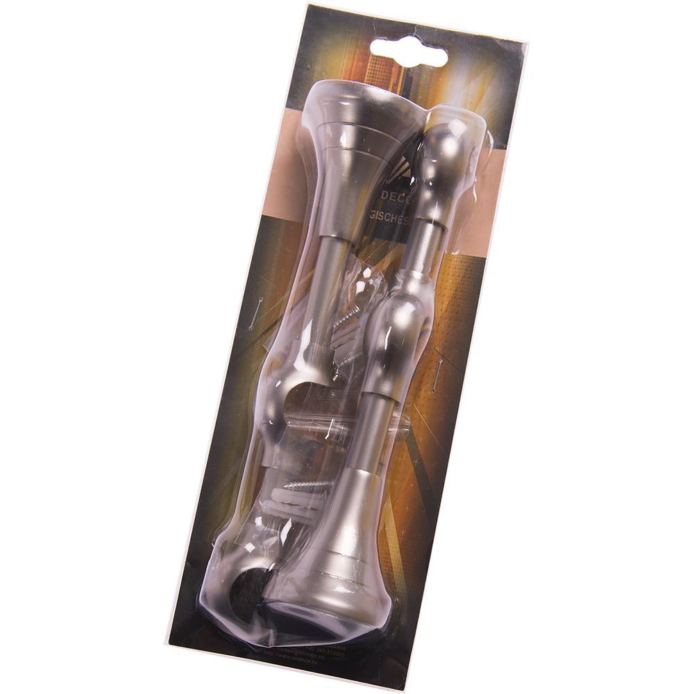 Consola galerie fier forjat, dubla, cu suport, deschisa, 20 mm, inox, set 2 buc