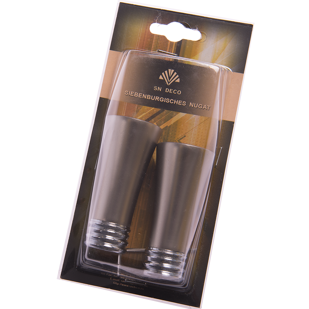 Set 2 capete pentru galerie metal forjat ahile inox, diametru 20 mm