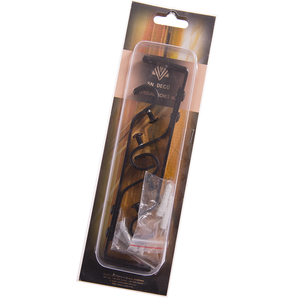 Consola galerie fier forjat, dubla, cu suport, negru, 16 mm, set 2 buc