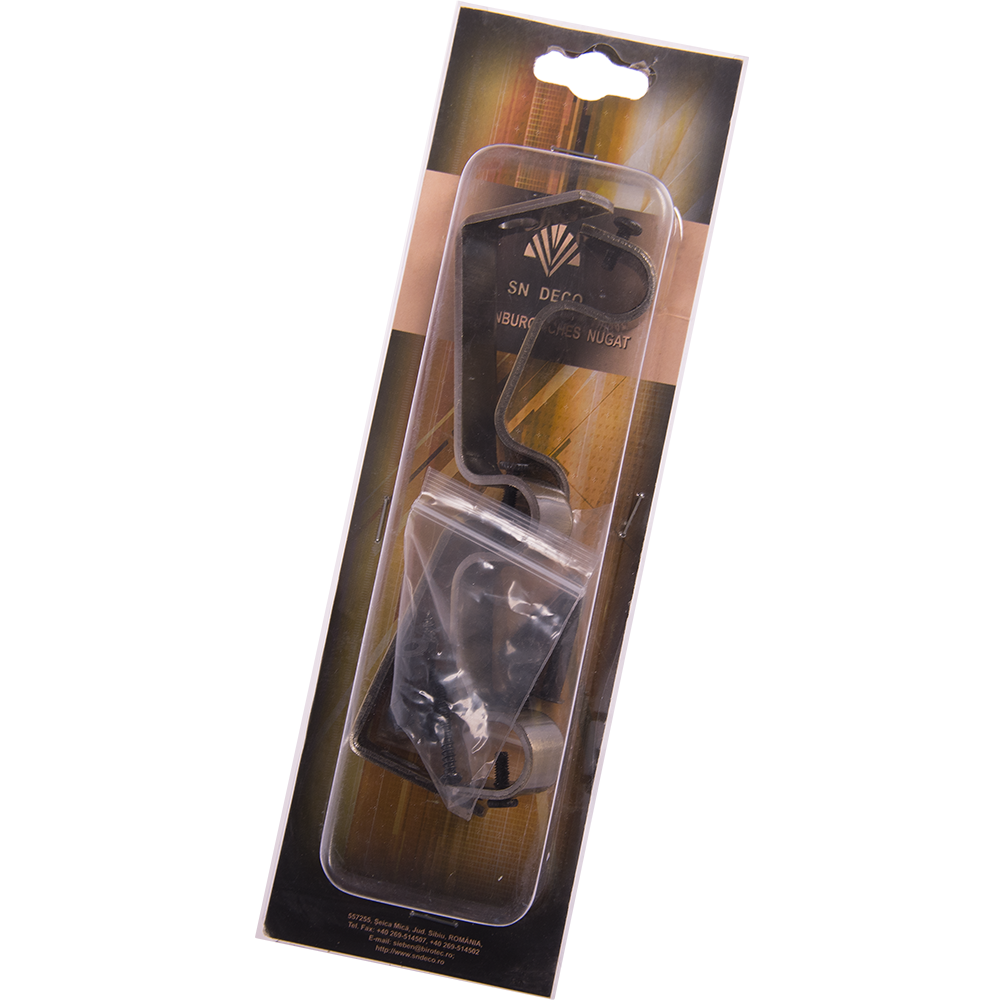 Consola galerie fier forjat Sndeco, dubla, cu suport, deschisa, 20 mm, inox, set 2 buc