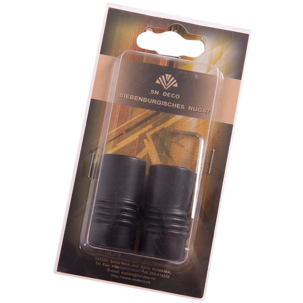 Set 2 capete pentru galerie metal forjat, Celtex, negru, diametru 16 mm