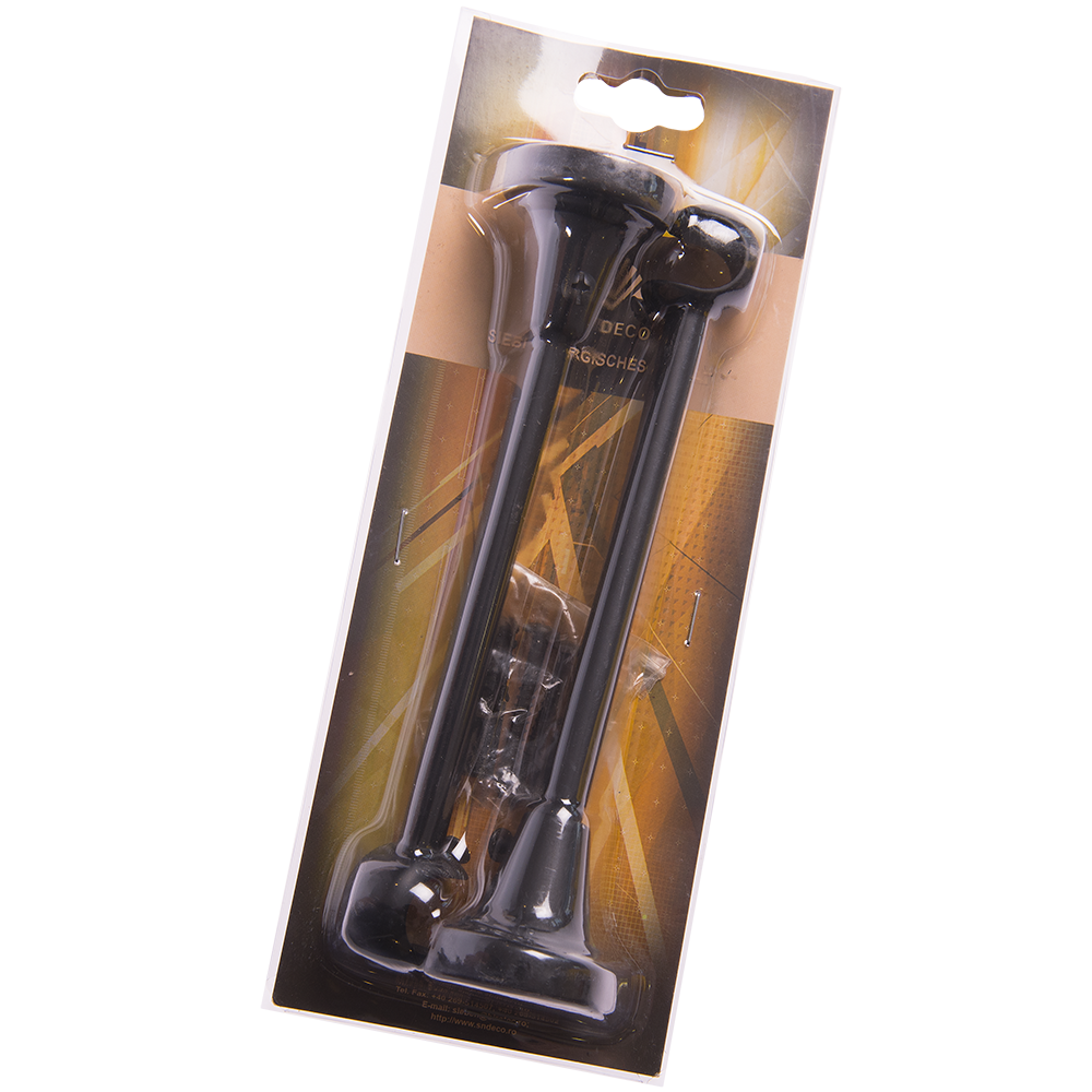 Consola galerie fier forjat, cu suport, deschisa, 16 mm, negru, set 2 buc