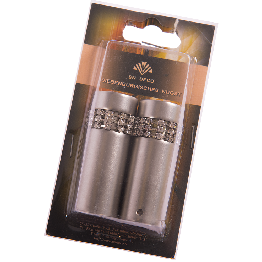 Set 2 capete pentru galerie metal forjat tub briliant inox, diametru 20 mm
