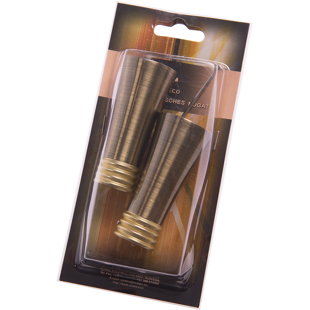 Set 2 capete pentru galerie metal forjat, Ahile, auriu antic, diametru 20 mm