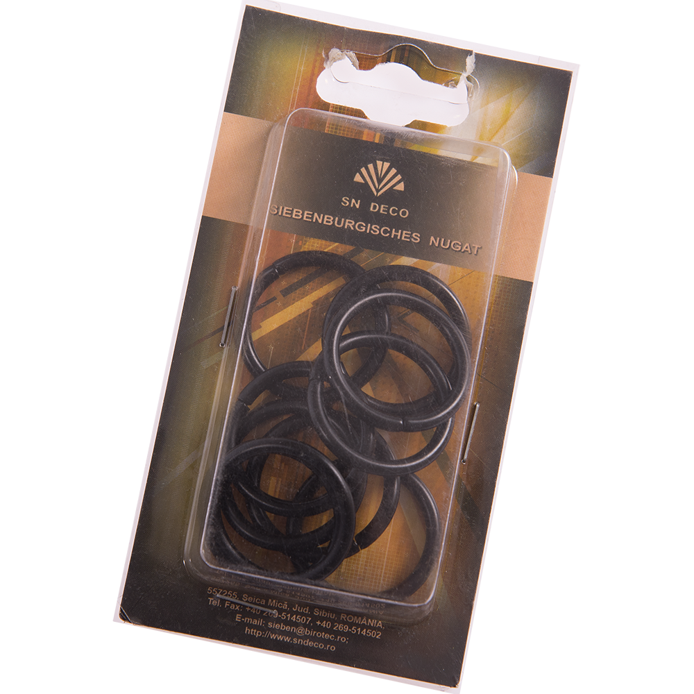 Inele galerie din metal forjat, negru, D 16 mm, 10 buc