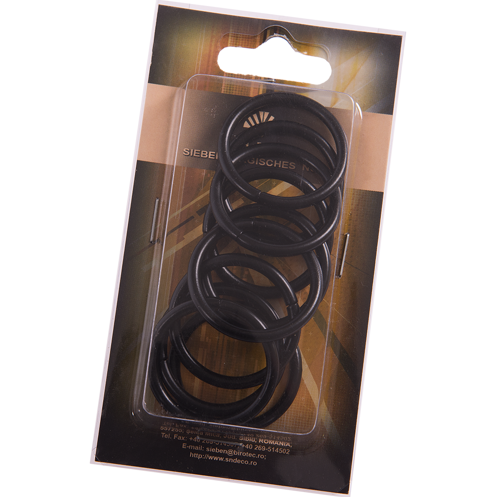 Inele galerie din metal forjat, negru, D 20 mm, 10 buc