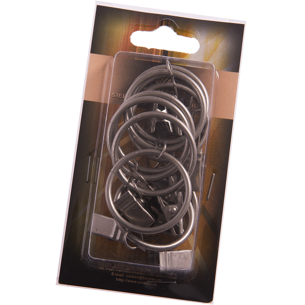 Inel galerie, 20 mm + clema, metal forjat - inox, set 10 buc