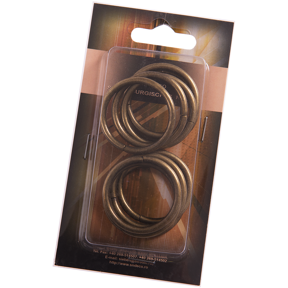 Inele galerie din metal forjat, auriu antic, D 20 mm, 10 buc
