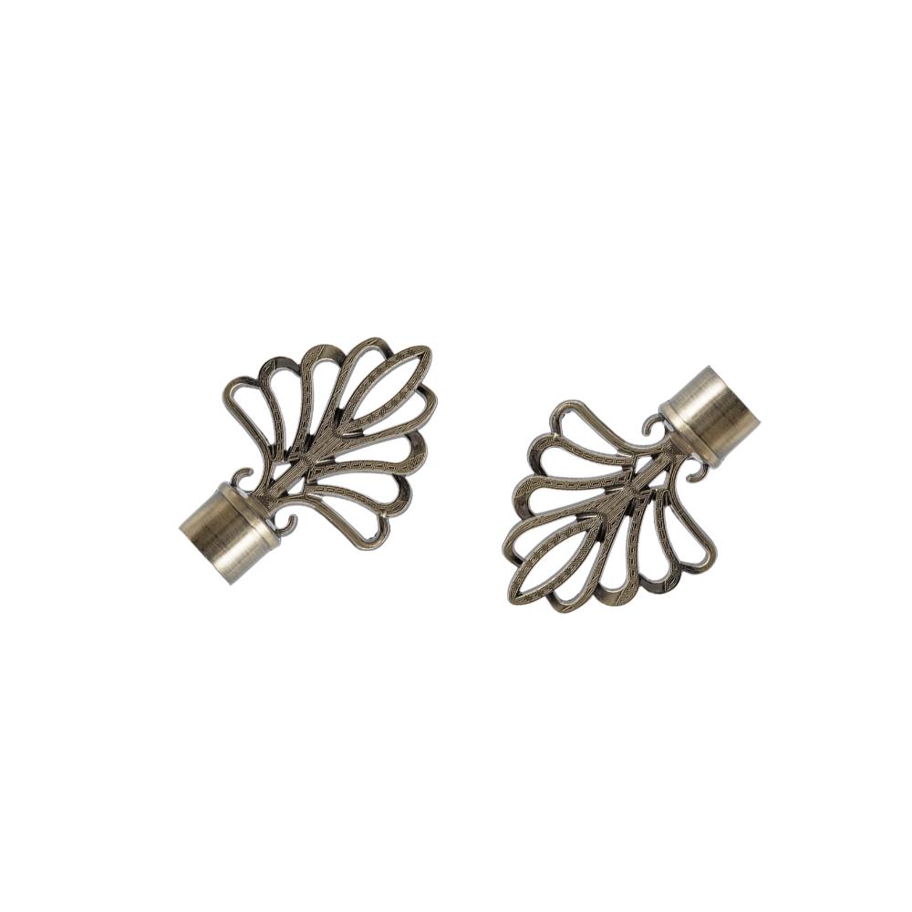 Set 2 capete pentru galerie metal forjat evantai bronz antic, diametru 16 mm