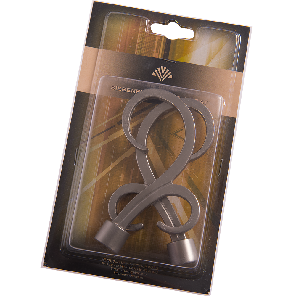 Set 2 capete pentru galerie metal forjat crenguta inox, diametru 16 mm