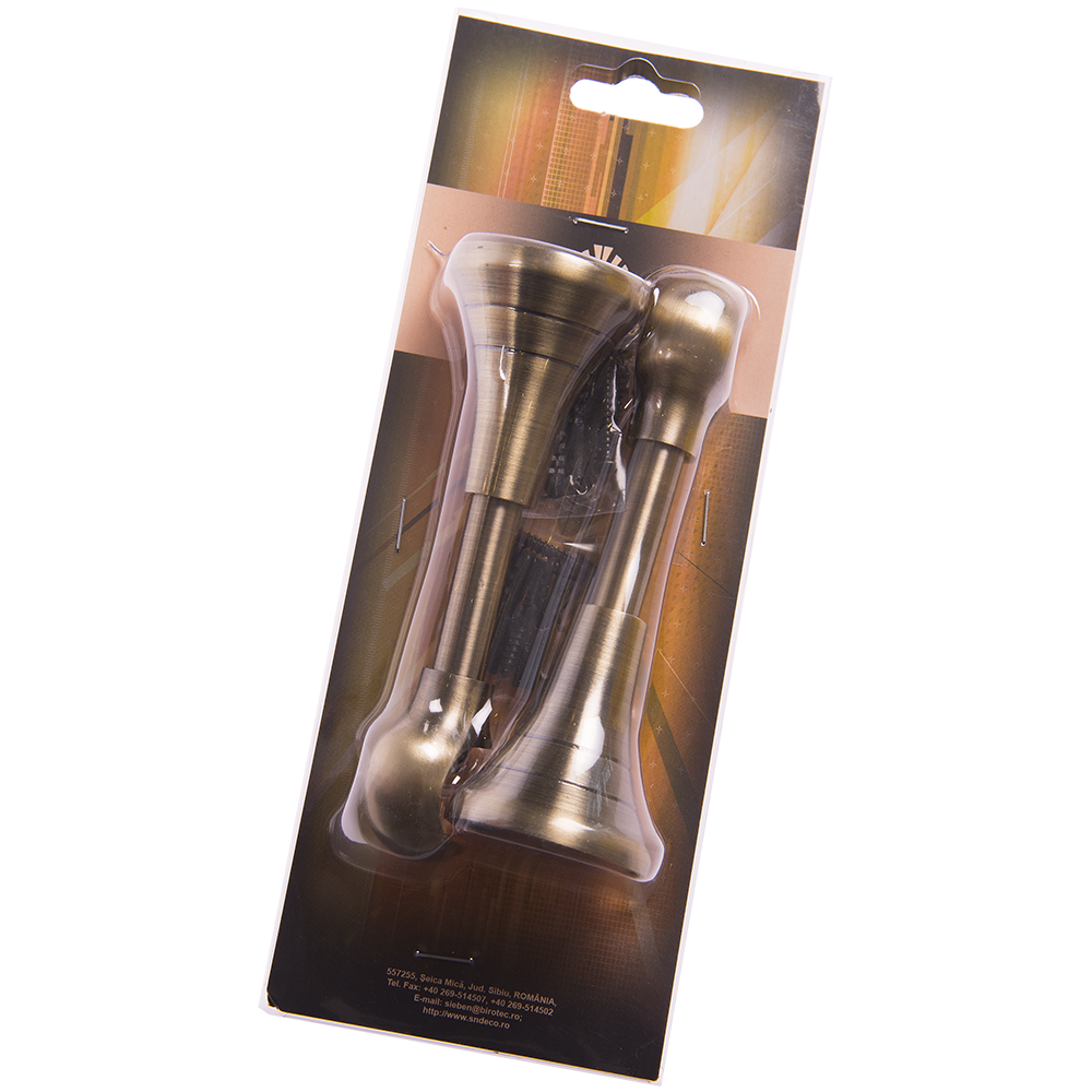 Consola galerie fier forjat,  cu suport, deschisa, 20 mm, auriu antic, set 2 buc