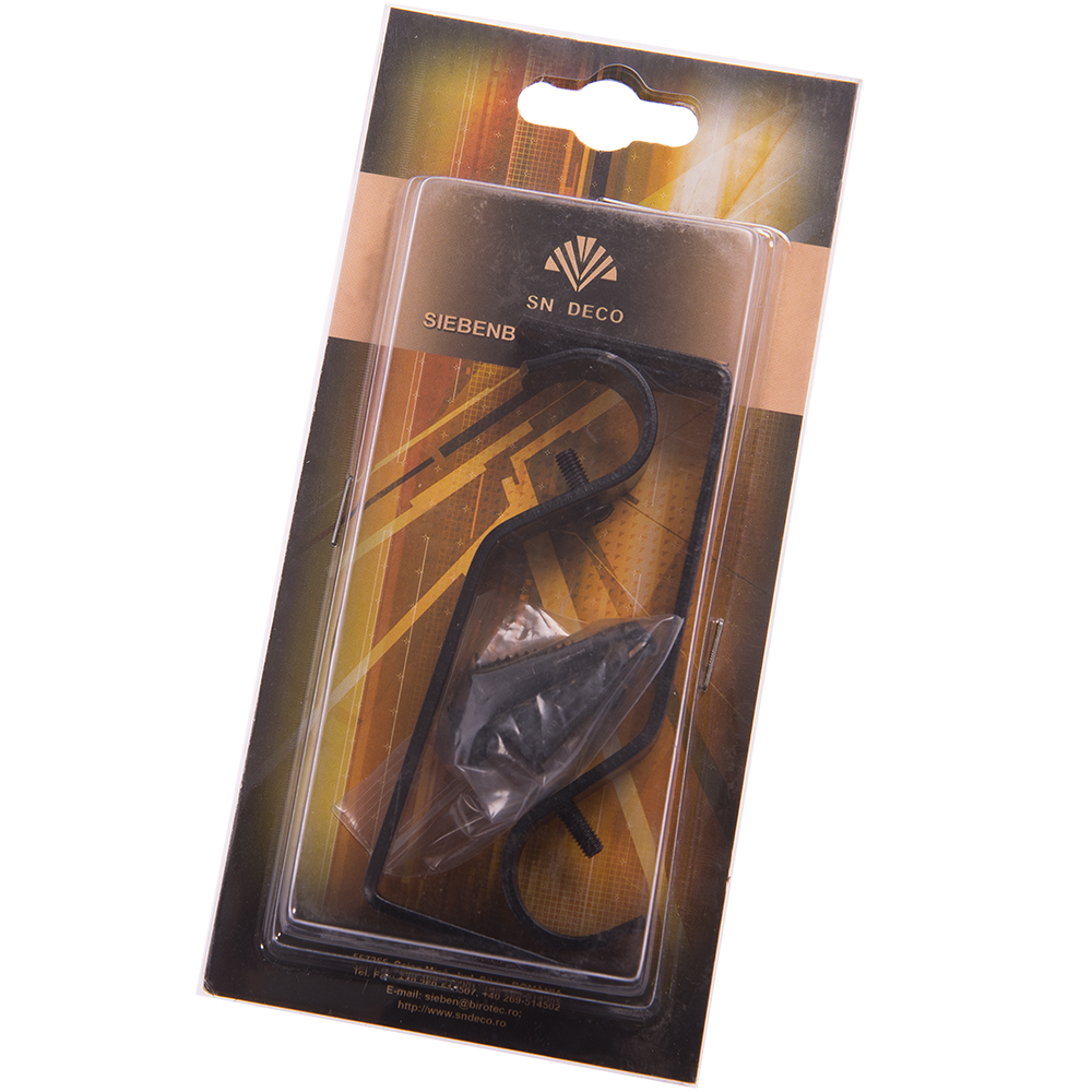 Console galerie din metal forjat, simpla negru, 20 mm, 2 buc
