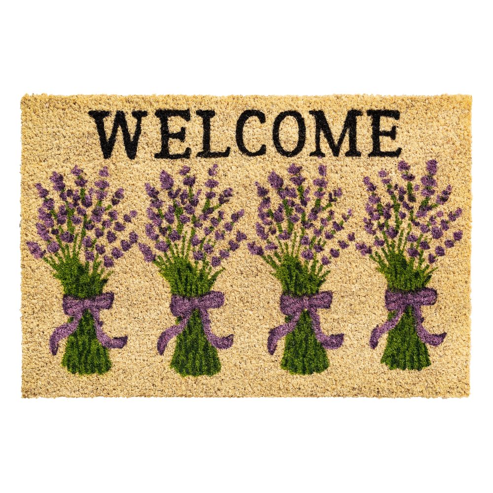 Stergator intrare Ruco Print 759, model cu lavanda, 100% fibra de nuca de cocos, 40 x 60 cm