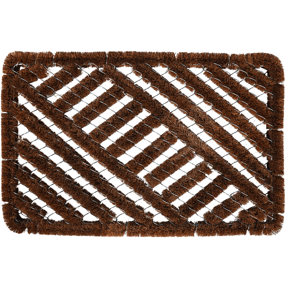 Stergator intrare dreptunghiular Cocofer, model cu cavitati, fibra de nuca de cocos, maro, 40 x 60 cm
