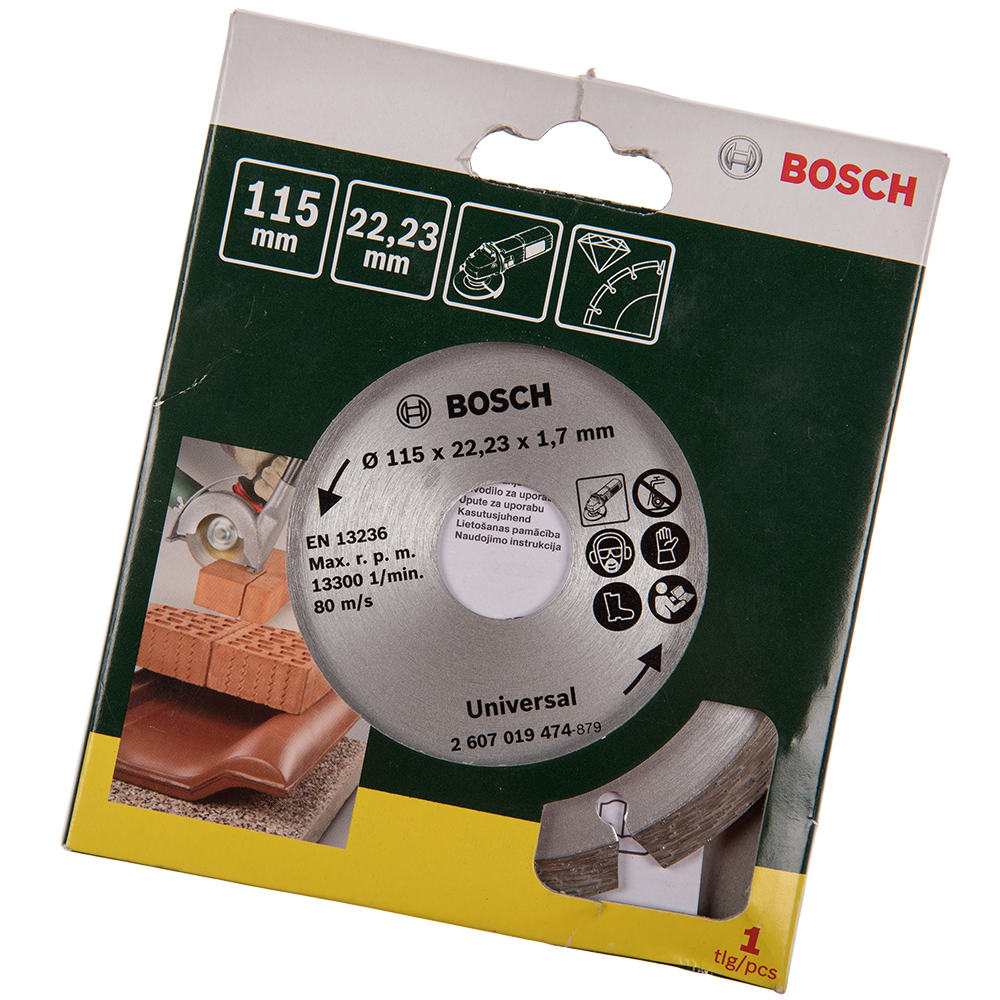 Disc diamantat debitare materiale constructii Bosch Universal, 115 x 22.3 x 1.7 mm