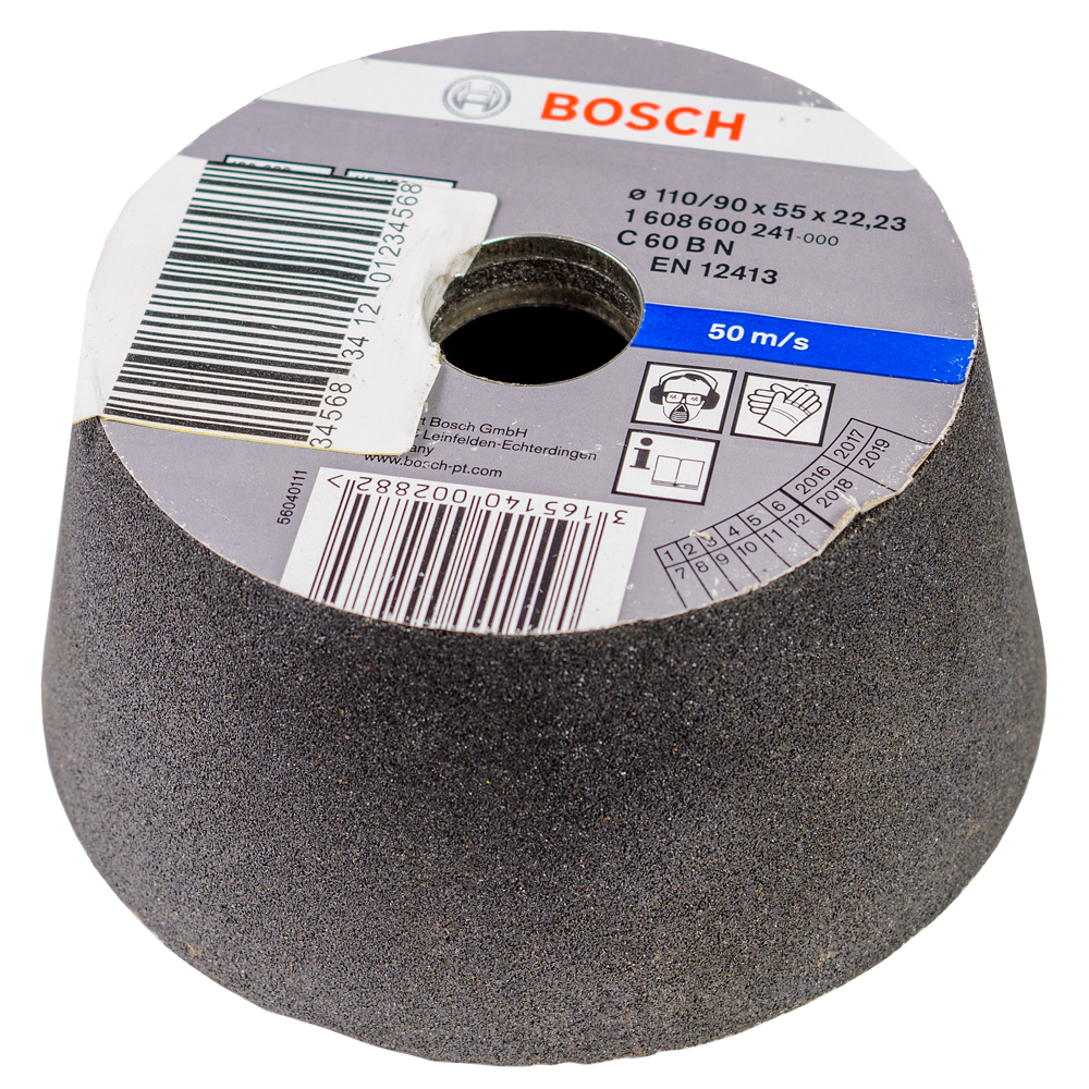 Oala de slefuit conica pentru piatra Bosch, 110 mm, granulatie 60