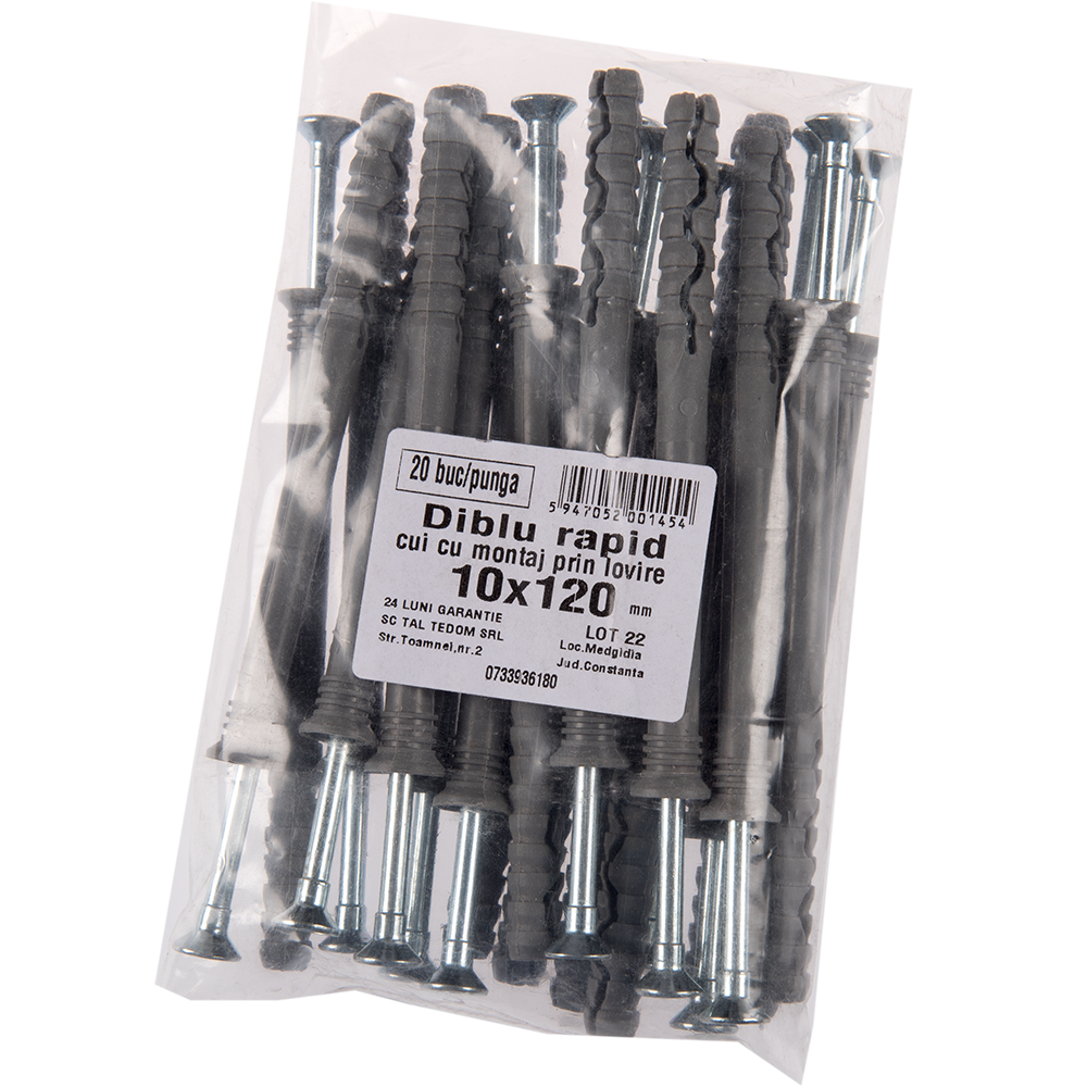 Diblu rapid Y cu surub, 10 x 120 mm, 20 buc/punga