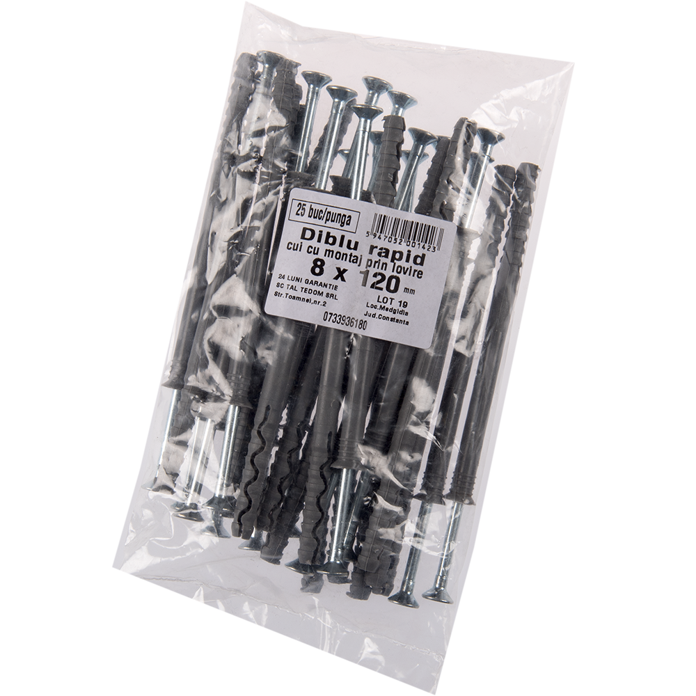 Diblu rapid Y cu surub, 8 x 120 mm, 25 buc/punga
