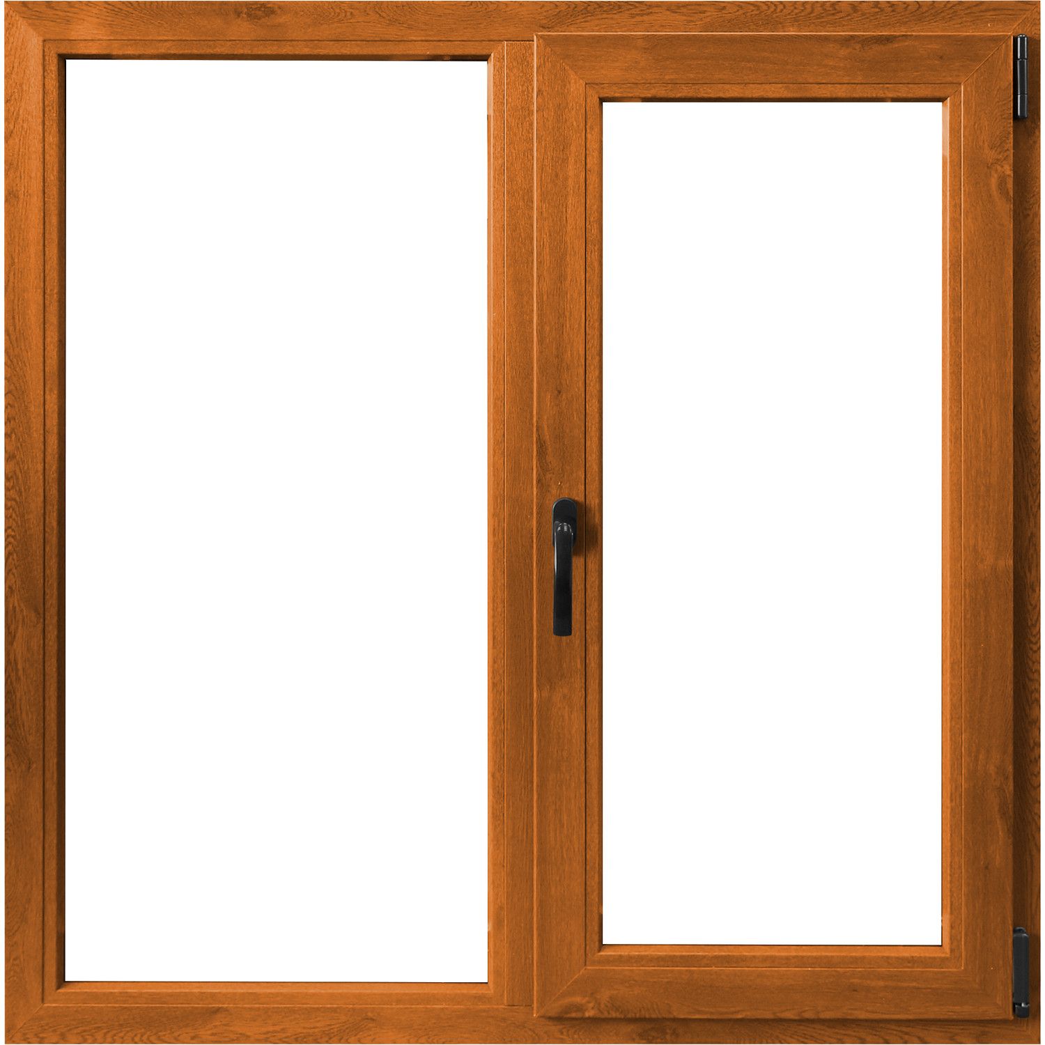 Fereastra PVC, 5 camere, deschidere dreapta oscilobatant, stejar, 100 x 100 cm