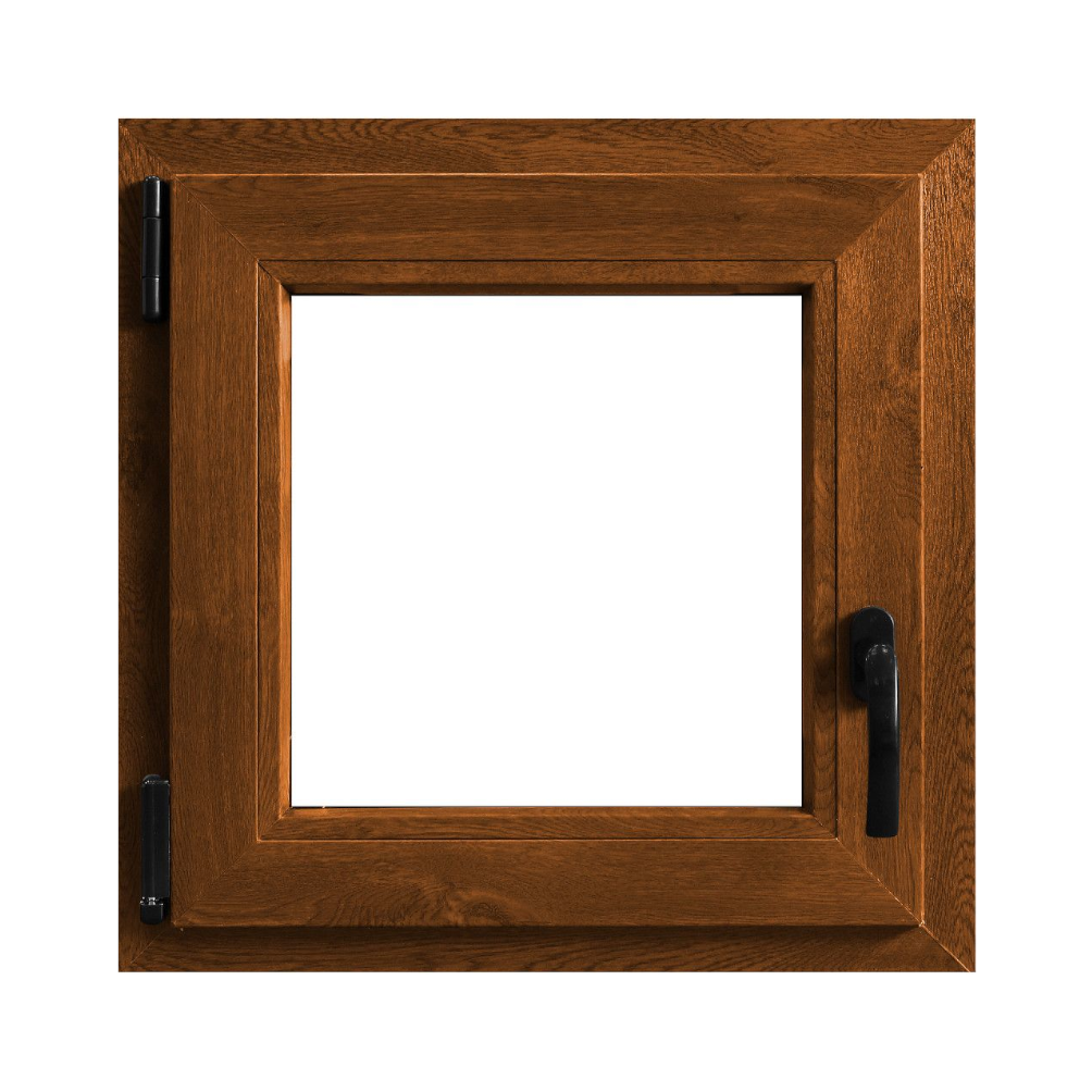 Fereastra PVC, 5 camere, deschidere stanga oscilobatant, stejar, 56 x 56 cm