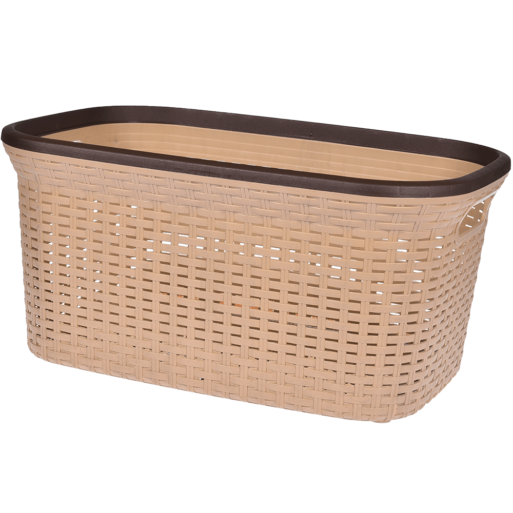 Cos rufe mic rattan Inaplast, plastic, bej, 53 x 25 x 37 cm