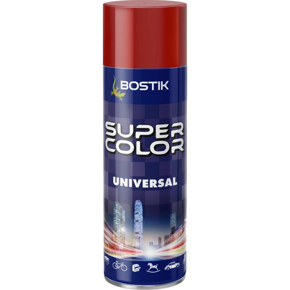 Vopsea spray universala decorativa Bostik Super Color, rosu inchis RAL 3003, interior/exterior, 400 ml