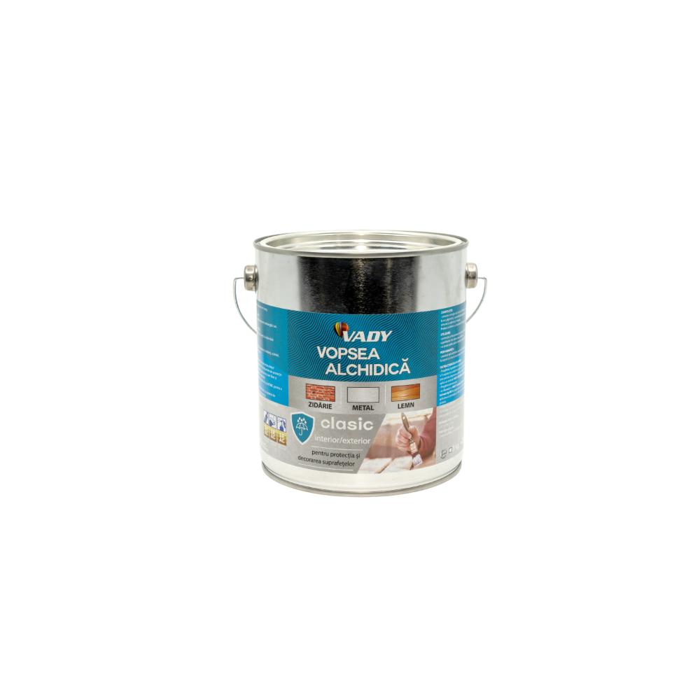 Vopsea alchidica Vady clasic, pentru lemn/metal/zidarie, interior/exterior, maro roscat, 3 kg