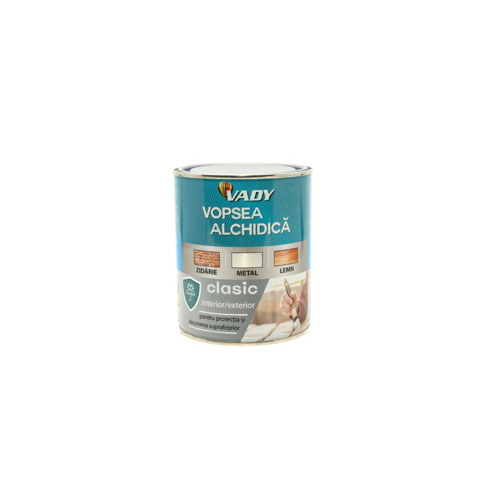 Vopsea alchidica Vady clasic, pentru lemn/metal/zidarie, interior/exterior, negru, 0,6 l