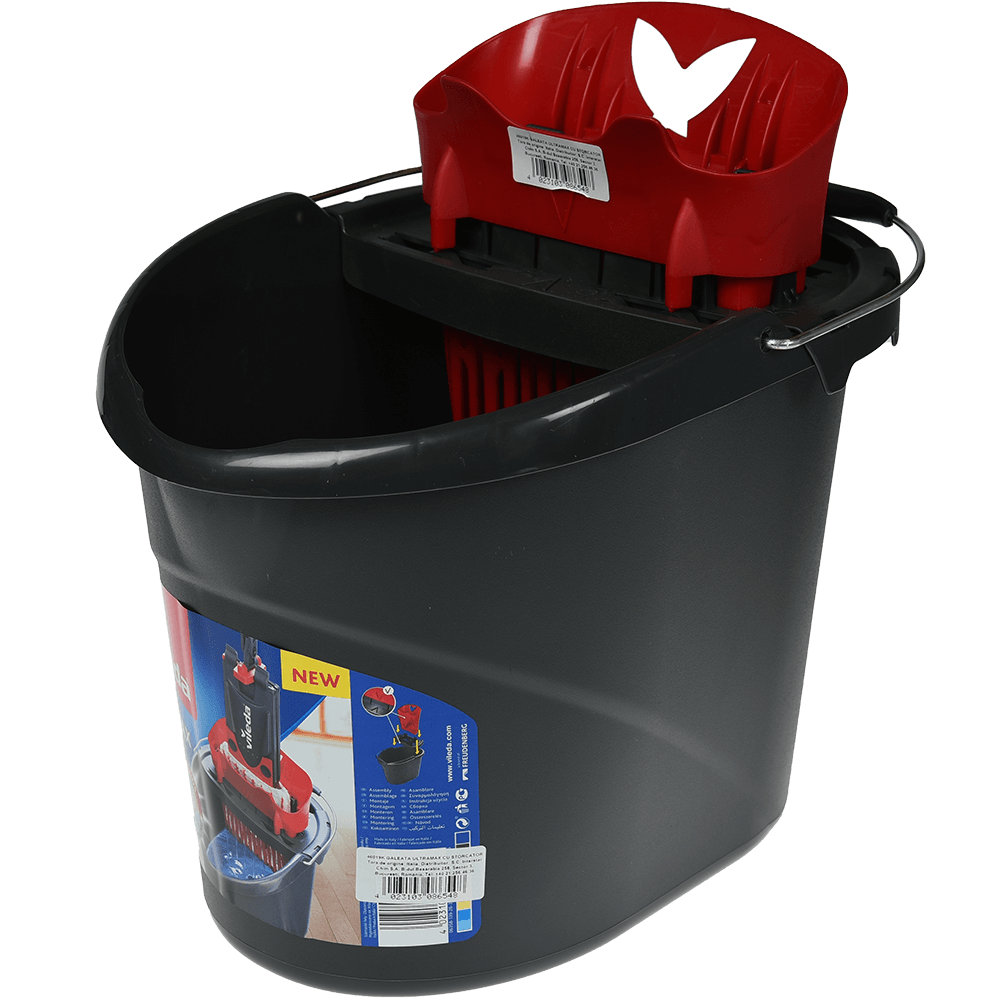 Galeata cu storcator pentru mop plat Vileda Ultramax, plastic, 10 l