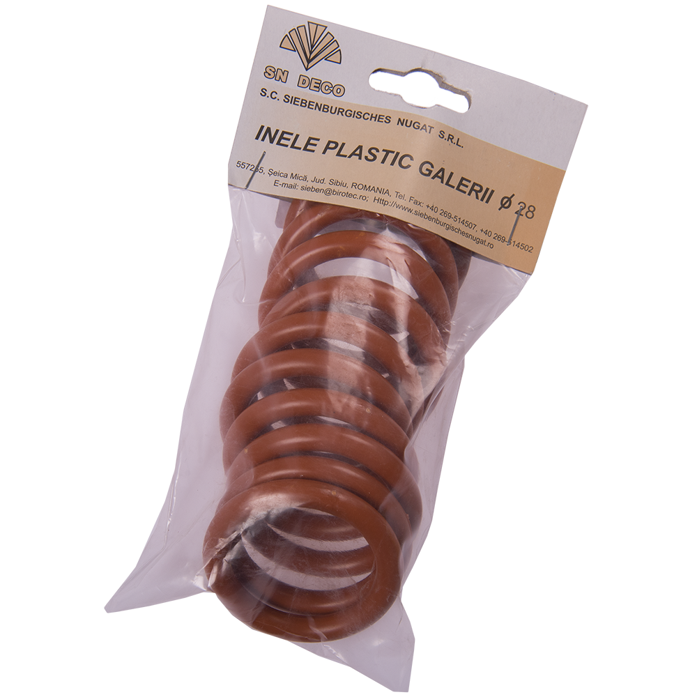 Inele galerie din PVC, cires, pentru diametru de 28 mm, 10 buc