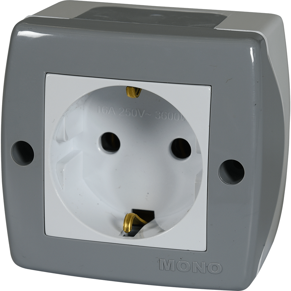 Priza electrica simpla Lohuis Octans, contact de protectie, montaj aparent, IP44