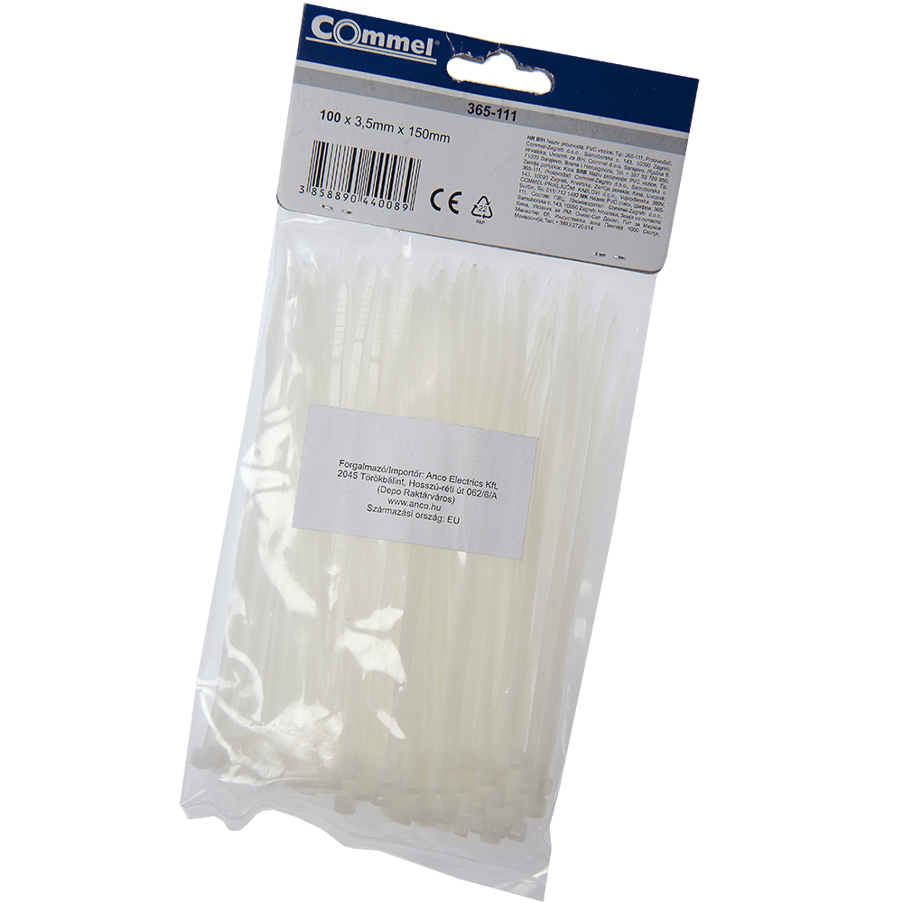 Colier PVC Anco, 3.5 x 150 mm, alb, 100 bucati