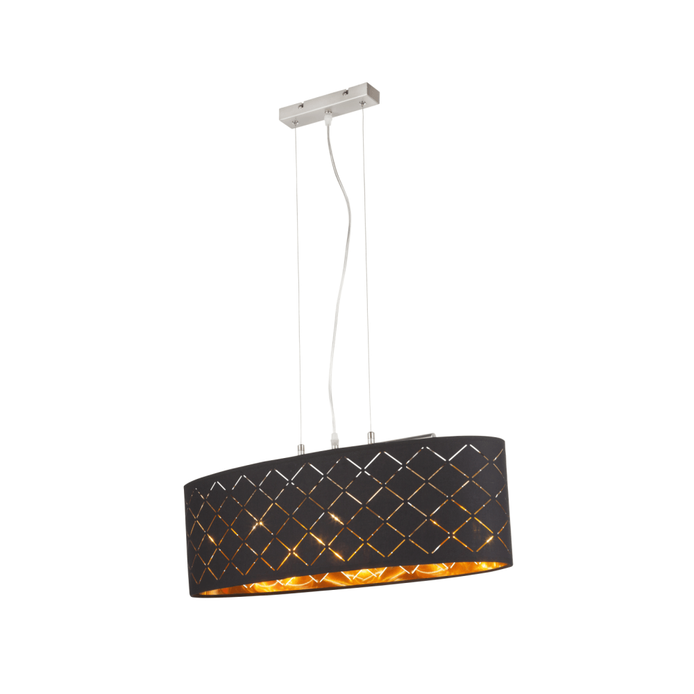 Pendul Clarke, 3 x E27, 60W, 650 mm, nichel satinat + negru + auriu